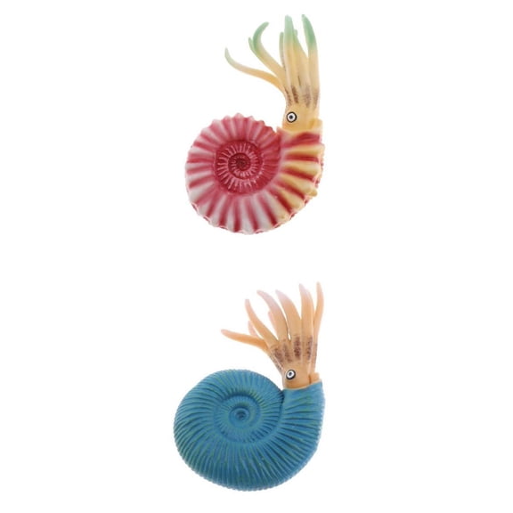 Dualoai 2 Ocean Animals Figures Plastic Sea Snail Creatures Figurines Toys Blue/Pin