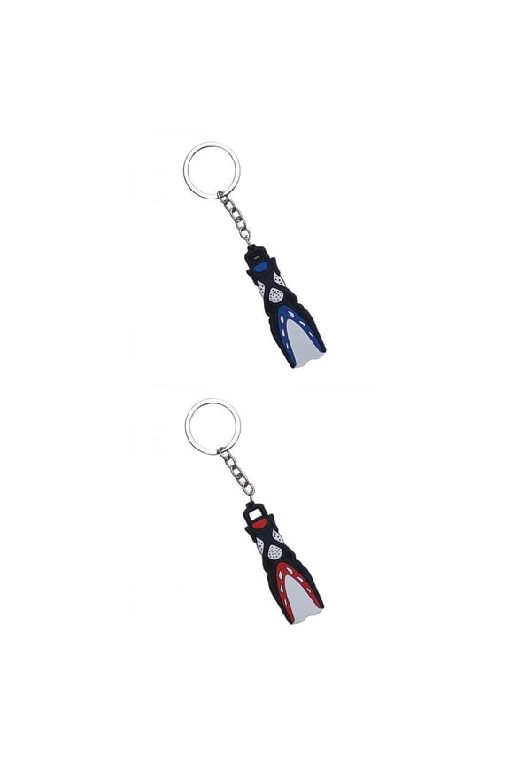 2 Pack Scuba Flipper Key Chain Keyring for Kayak Wallet Pendant Blue+Red