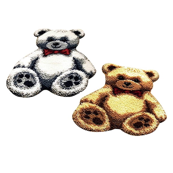 Dualoai 2-Packs Latch Hook Kits for DIY Throw Rug Carpet bear with Pattern Printed 20X16 inch, Crochet Needlework Crafts for Kids and Adults