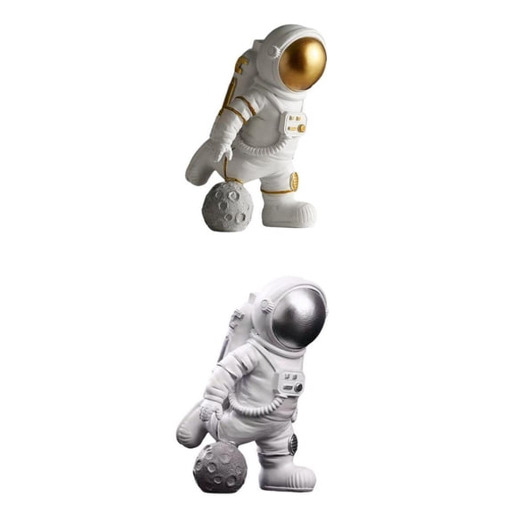 Dualoai 2 Pcs Spaceman Statue Astronaut Sculpture Gift Hotel Nursery Decors Crafts