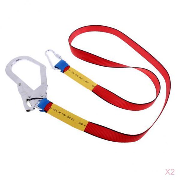 Dualoai 2 Piece Climbing Harness Belt Lanyard Fall Protection with Carabiner