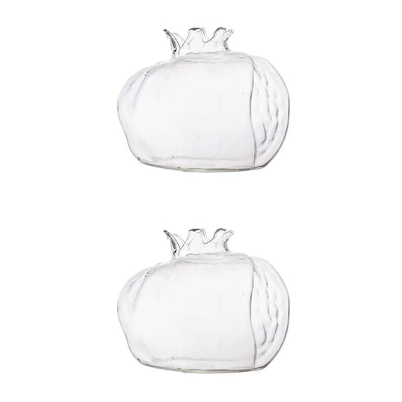 Dualoai 2 Piece Mini Pomegranate Glass Vase Handmade Flower Pot Glass Amber Flower Vases