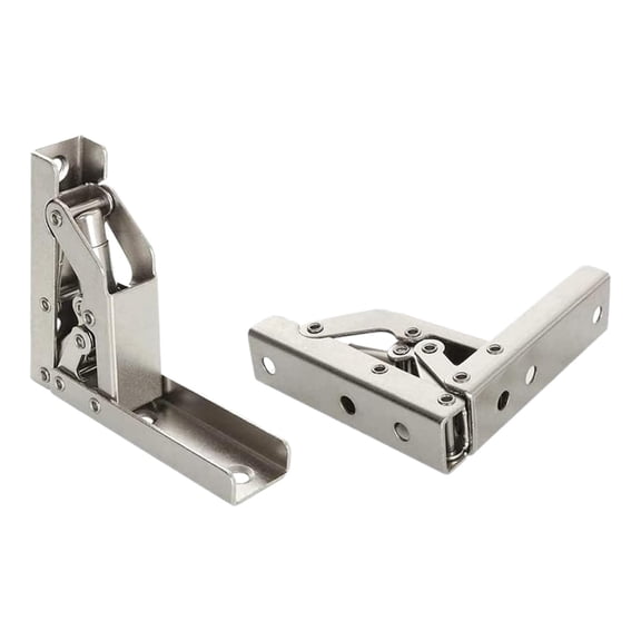 Dualoai 2 Pieces 90 Degree Folding Door Shelf Hinges Hardware Wardrobe Furniture Parts Kitchen Cabinet Door Hinges for Home Apartment