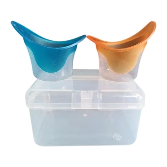 Dualoai 2 Pieces Eye Wash Cups Eye Cleaning Cup Tool for Cleaning Remove Dust Makeup Blue and Orange