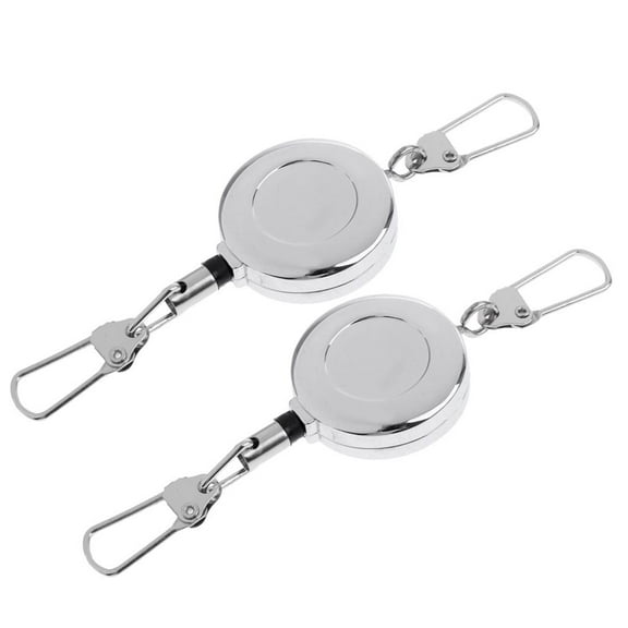 Dualoai 2 Pieces Fly Fishing Zinger Retractor 2 Clip Buckle, Attach to Backpack Belt