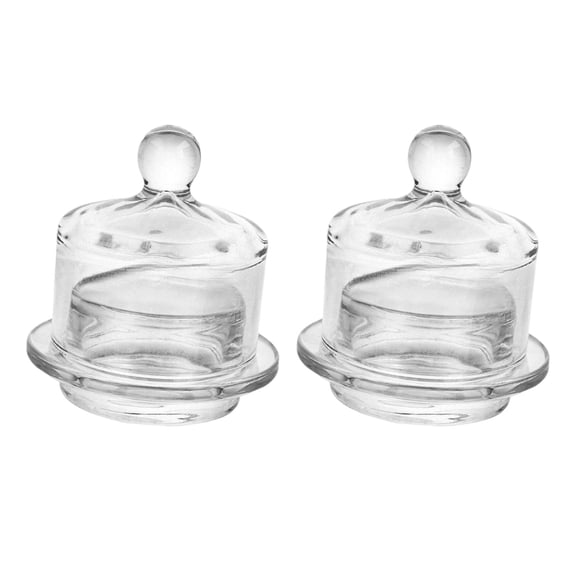 Dualoai 2 Pieces Glass Butter Dishes with Lid Holder Tray Compact Premium Storage Container Butter Keeper for Candy Countertop Fridge
