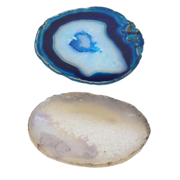 Dualoai 2 Pieces Irregular Agate Slice Quartz Crystal Coaster Cup Mat Coffee Wine Tea
