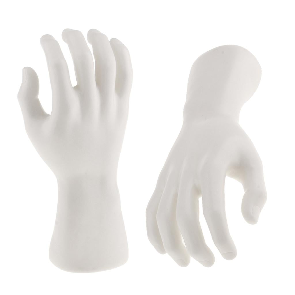Dualoai 2 Pieces Male Mannequin Right Hand for Jewelry Bracelet Watch Ring Display 2pcs White