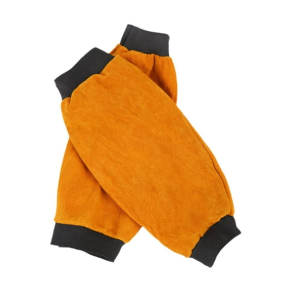 Dualoai 2 Pieces PU Leather Welding Sleeves Welding Arm Guard for Industrial Camping Yellow