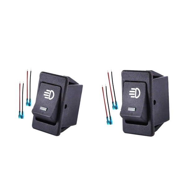 Dualoai 2 Pieces / Piece 12V 35A Car Fog Light Rocker Switch Green + Blue LED Dash