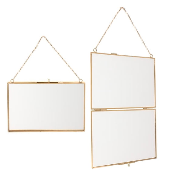 Dualoai 2 Pieces Retro Two Sided Hanging Photo Display Frame for Decors Easy Install 18x13cm