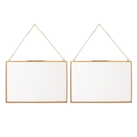 Dualoai 2 Pieces Retro Two Sided Hanging Photo Display Frame for Decors Easy Install 20x15cm