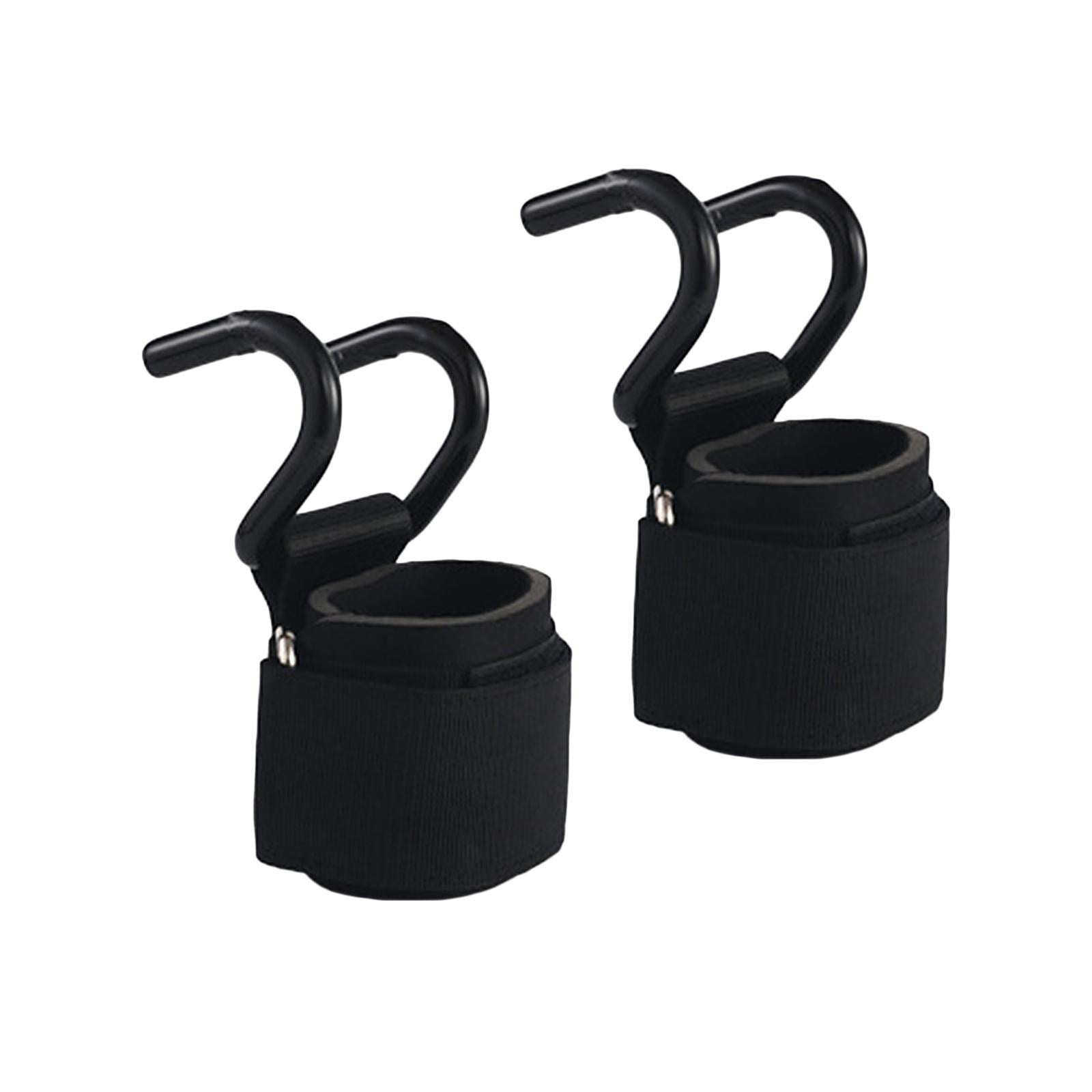 Dualoai 2 Pieces Weight Lifting Hooks Wrist Hook Straps Portable Wrist Support Wraps for Black