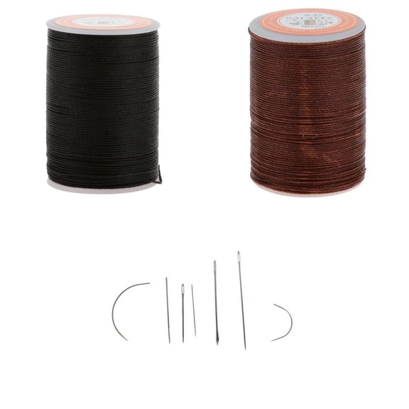 Dualoai 2 Rolls of Leather Thread, Wax Ribbon, Leather Sewing Thread, Waxed Cord, Waxed