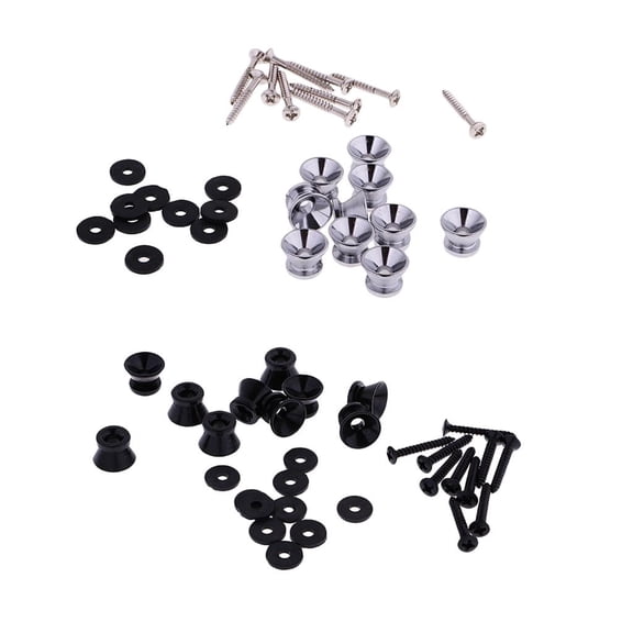 Dualoai 2 Sets Guitar Bass Ukulele Strap Locks Button Straplocks w/ Mounting Screws