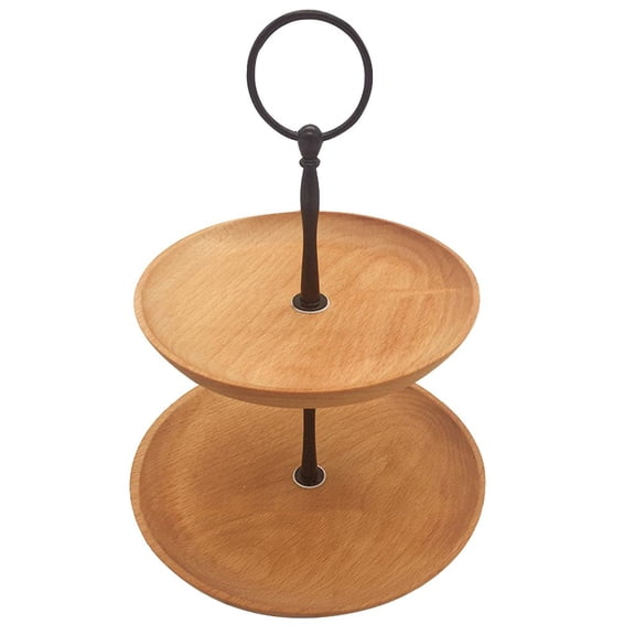 Dualoai 2 Tier Round Wood Cupcake Display Stands, Wedding Party Dessert Stand Tree Tower Beechwood