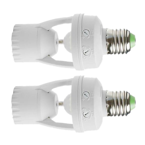 Dualoai 2 x 360 degree Angle Motion Sensor LED Lamp Holder Switch, E27 Socket Adapter, 360 degree