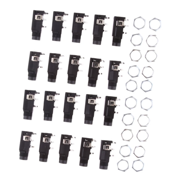 Dualoai 20 Pieces 1/4inch 6.35 Mm Stereo Audio Microphone Female Socket Jack Connector