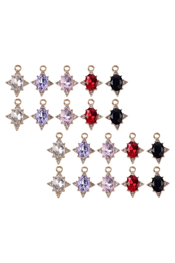 20 Pieces Bling Rhinestone Charms Metal Crystal Pendant for Jewelry Making Craft
