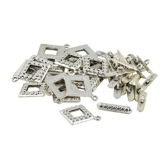 Dualoai 20 Sets Alloy Square OT Toggle Clasps Bar Jewelry Making Findings Connectors