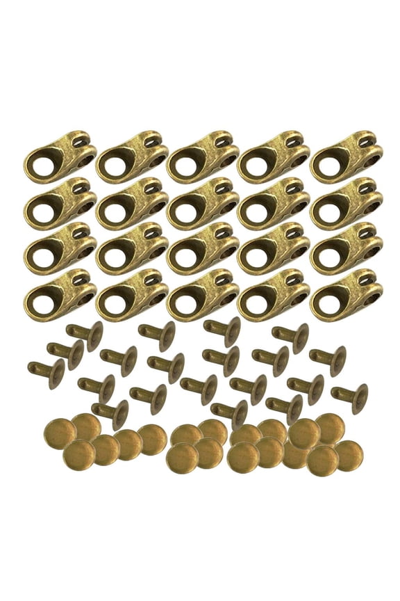 20 Sets Bronze Boot Lace Hooks Lace Fittings with Rivets for Climb Hiking Shoes