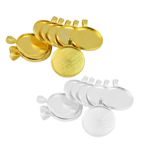 Dualoai 20Pcs Round Bezel Pendant Trays Blank Bases 25mm Cabochon Settings DIY Craft