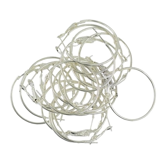 Dualoai 20pcs 30mm Round Hoop Loop Leverback Earring Jewelry Making Findings DIY Silver