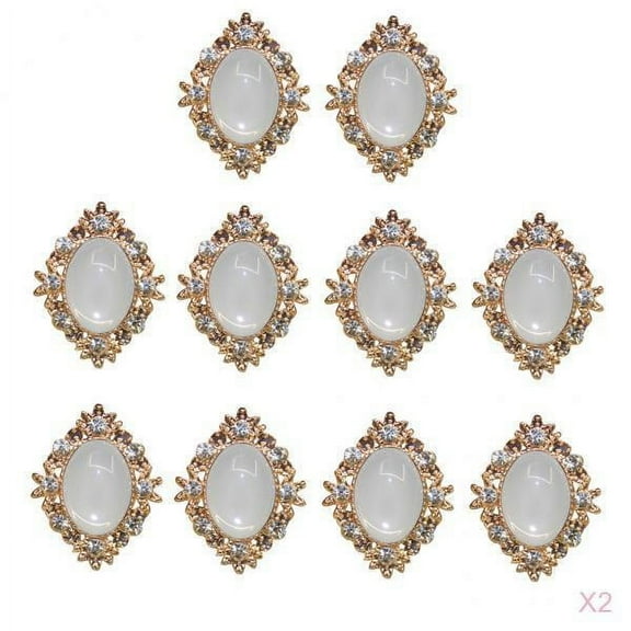 Dualoai 20x Flat Back Crystal Rhinestones Embellishment Card Making Phone Case DIY Cream