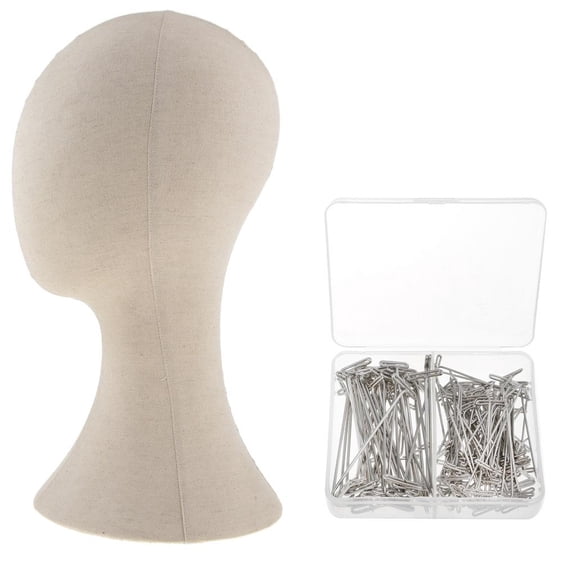 Dualoai 22 "Canvas Block Mannequin Head Wig Hat Display Holder & 150x T