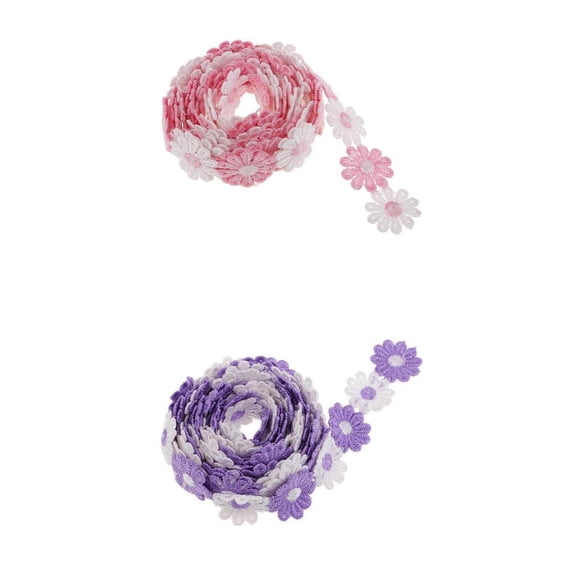 Dualoai 25mm DIY Embroidered Daisy Lace Trim Ribbon Handicrafts Sewing Crafts - 6 Yd