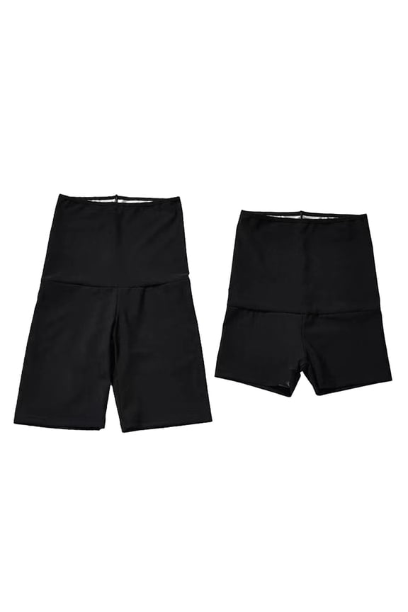2PCS Women Sauna Pants Leg Sweat Waist Tummy Fat Gym Workout Leggings Shorts