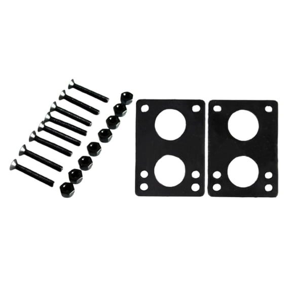 Dualoai 2Pack Longboard Skateboard Black Rubber Riser Pads & Mounting Screw Bolts & Nuts