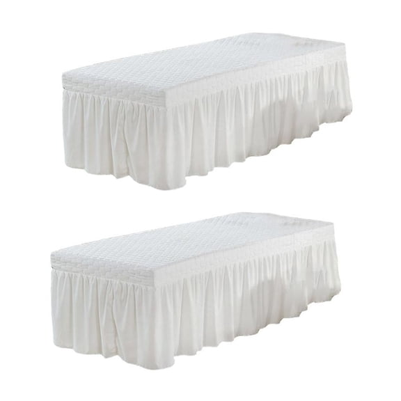 Dualoai 2Pack White 190x70cm Microfiber Cosmetic Mattress Valance Sheet Massage Table
