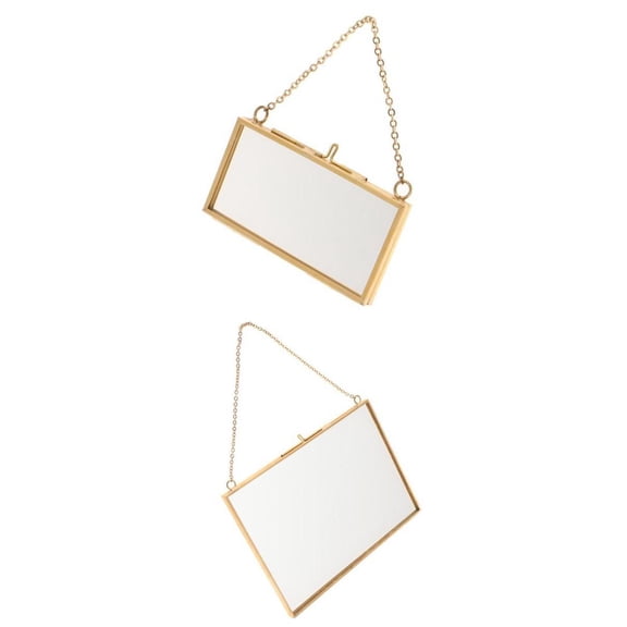 Dualoai 2Pcs Double Sided Glass Hanging Picture Photo Frame Flower Plant Display Frame