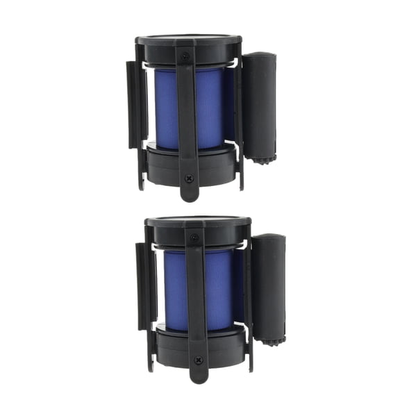 Dualoai 2Pcs Queue Barriers Crowd Control 9.8ft Retractable Belt Stanchions Fencing Gates Barriers (Blue )