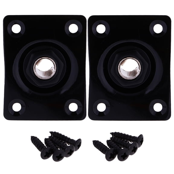 Dualoai 2Pcs/Set Black Metal Rectangle Shape Electric Guitar Socket Plug 6.35mm Jack