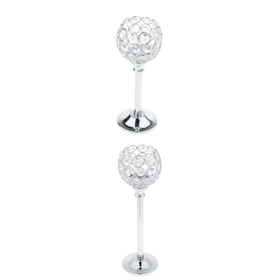 Dualoai 2Pcs/Set Crystal Mosaic Candle Holder Candelabra Countertop Tabletop Candlestick