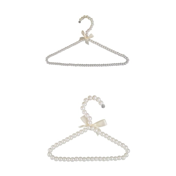 Dualoai 2Pcs Swan Shape Hanger Pants Cloth Shirts Frame Beaded Bowknot Home Decorative