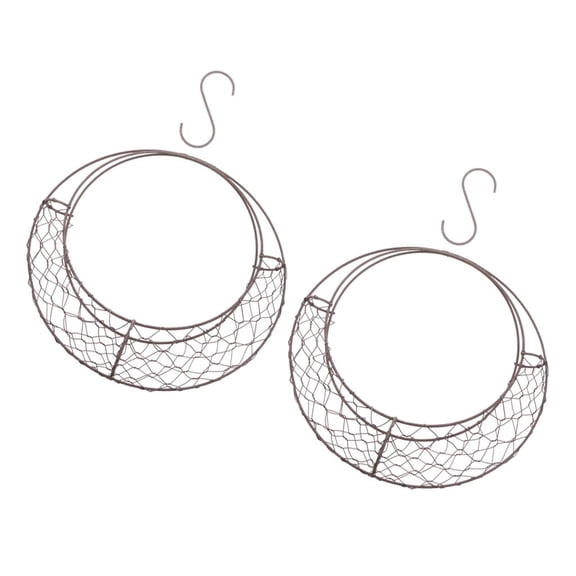 Dualoai 2X Moon Shape Rustic Iron Wire Frame Succulent Pot Iron Hanging Planter HOT 2pcs