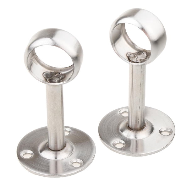 Dualoai 2pc Stainless Steel Wardrobe Bracket Curtain Rod Lever Support 25mm Dia