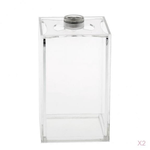 Dualoai 2pcs Acrylic Clear Aquarium Tropical Sea Aquatic Small LED Tank 10cm