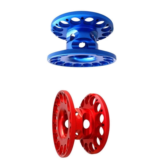 Dualoai 2pcs Aluminum Empty Scuba Diving Finger Reel Guide Line Spool Blue Red