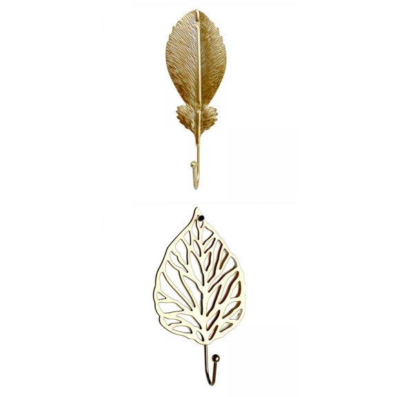 Dualoai 2pcs Farmhosue Leaf Shape Wall Coat Hook Door Clothes Key Hanger Organizer for