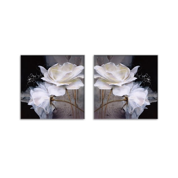 Dualoai 2pcs Flower Prints Pictures Artwork Oil Paintings For Living Background Decor