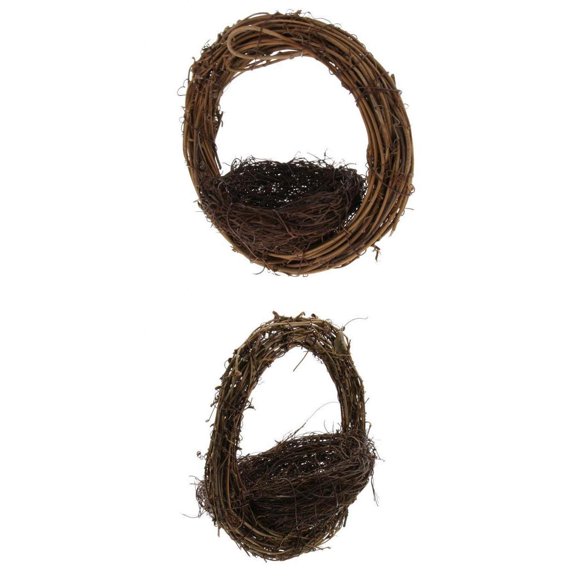 Dualoai 2pcs Handmade Rattan Bird Breeding Nest Bed Parrot Cage Hatching Nesting Box