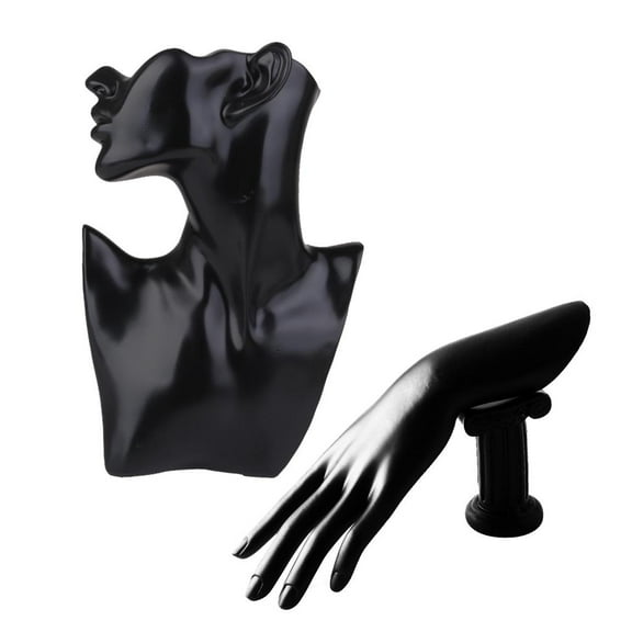 Dualoai 2pcs Ring Bracelet Necklaces Mannequin Hand Bust Jewelry Display Holder Rack