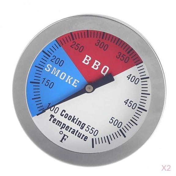 Dualoai 2pcs Smoker Temp Gauge Grill Thermometer with Fahrenheit and Heat Indicator
