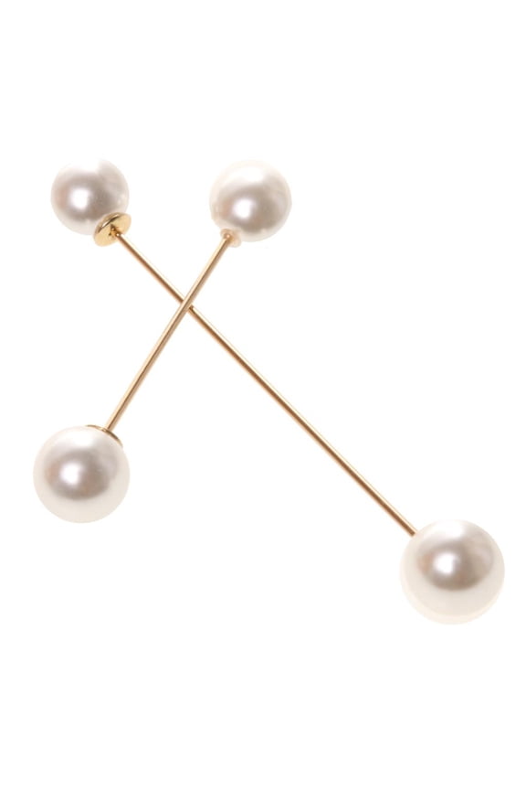 2pieces/ Set Fashion Delicate Double Ball Faux Pin Brooch Shirt Pin Multiple
