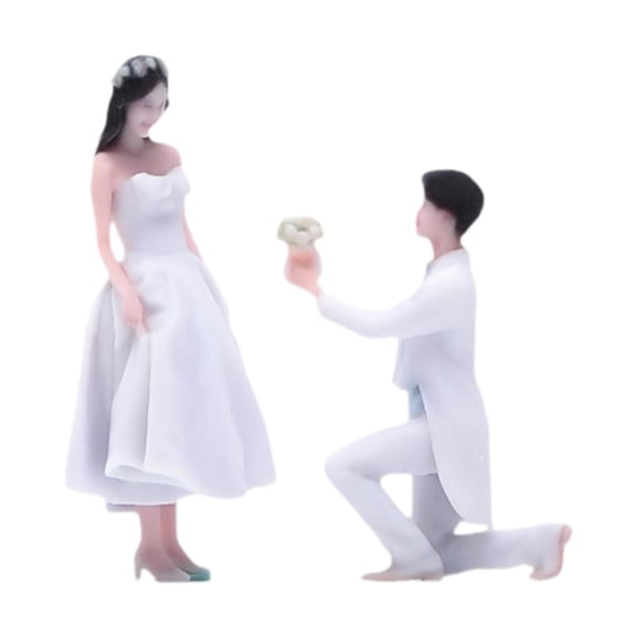 Dualoai 2x 1:64 Scale Miniature Couple Figure Decor for Micro Landscape DIY Projects