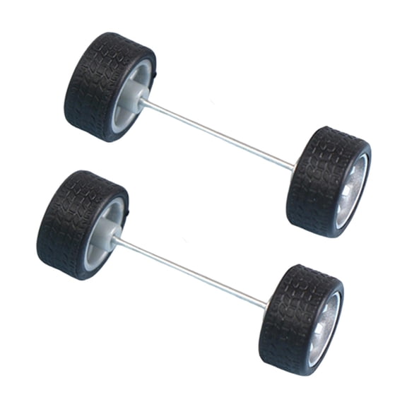Dualoai 2x 1/64 Scale Wheels with Miniature Roll Shaft Toys for Car Models Boys Accs Silver